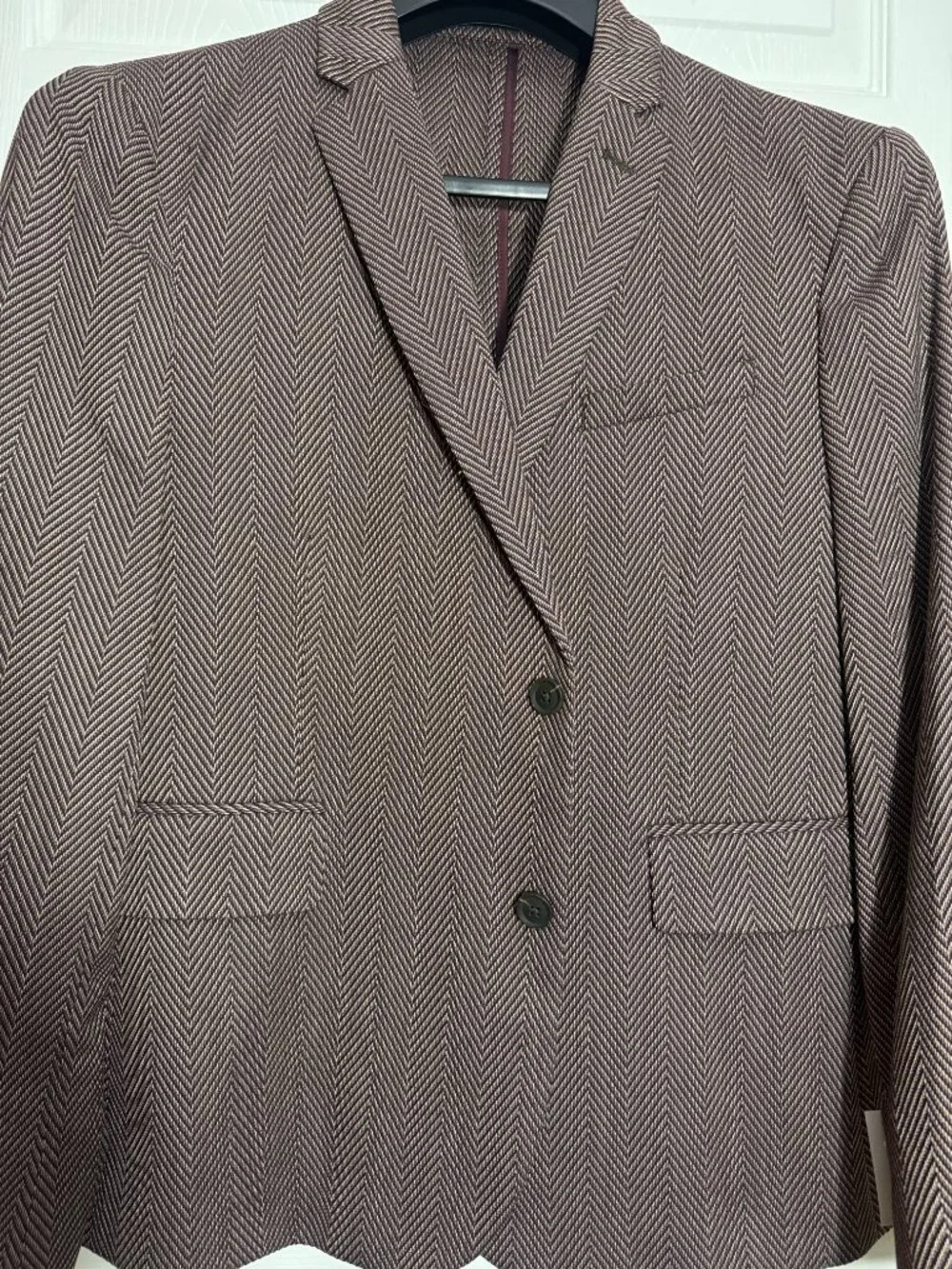NWT JF J.Ferrar Men’s Brown Herringbone Slim Fit Blazer Sport Coat Suit Jacket